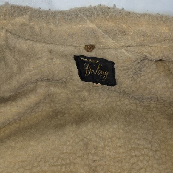 Vintage Distressed Suede Coat Delong Halloween Costume Prop Size 40 Brown - Picture 15 of 16